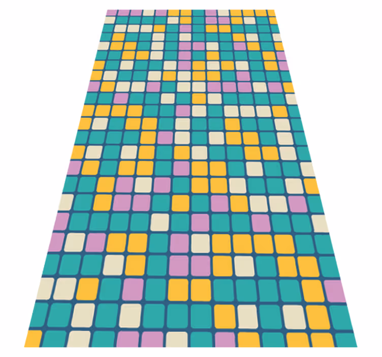 Tappeto vinile geometrico motivo a griglia colorata - TenStickers