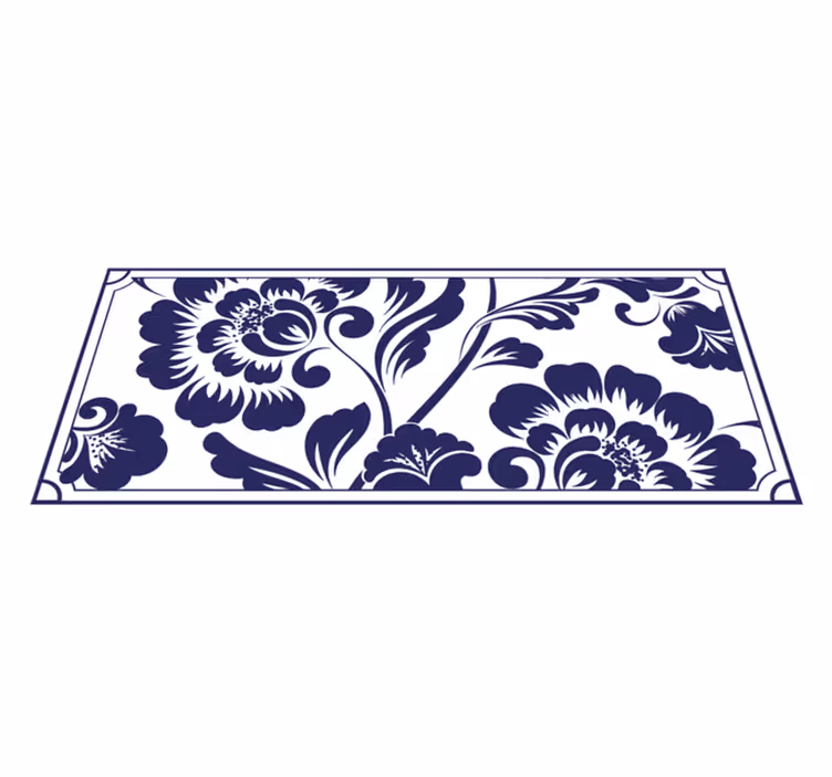 Tappeto vinile fiori motivo floreale blu navy - TenStickers