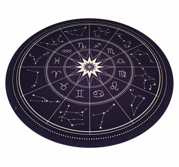 Tappeto vinile rotondo bussola astrologica - TenStickers