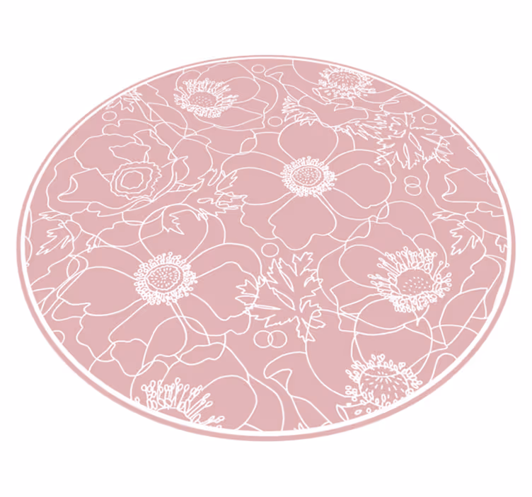 Tappeto vinile fiori motivo di contorno floreale - TenStickers