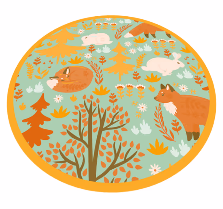 Tappeto vinile bebé cerchio degli amici della foresta - TenStickers