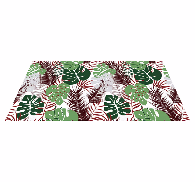 Tappeto vinile fiori sovrapposizione di fogliame tropicale - TenStickers