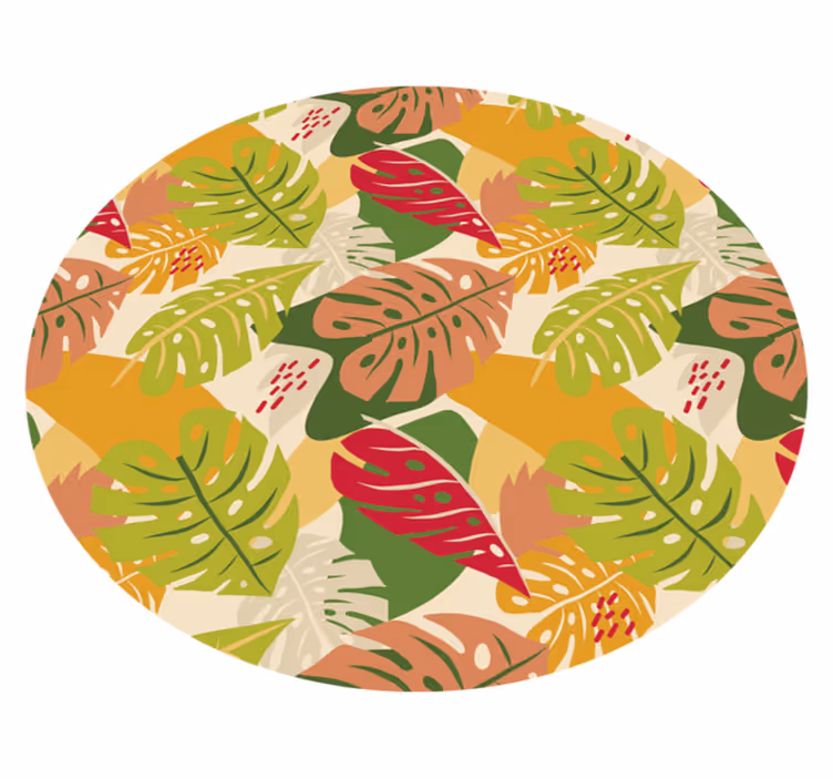Tappeto vinile fiori modello di fogliame tropicale - TenStickers