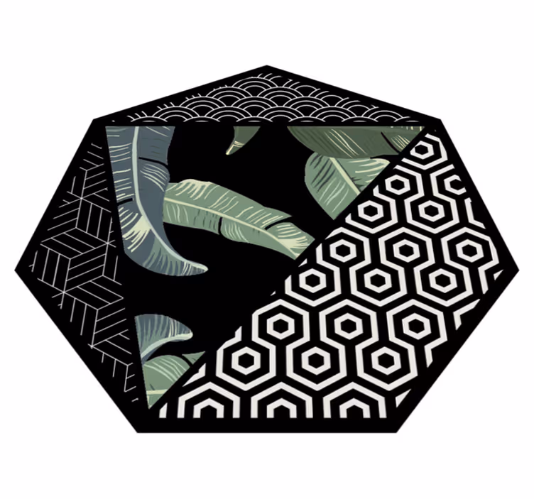 Tappeto vinile fiori esagono botanico - TenStickers