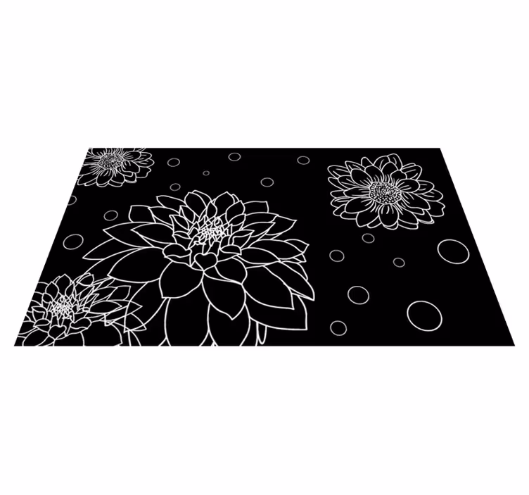 Tappeto vinile fiori contrasto del contorno floreale - TenStickers