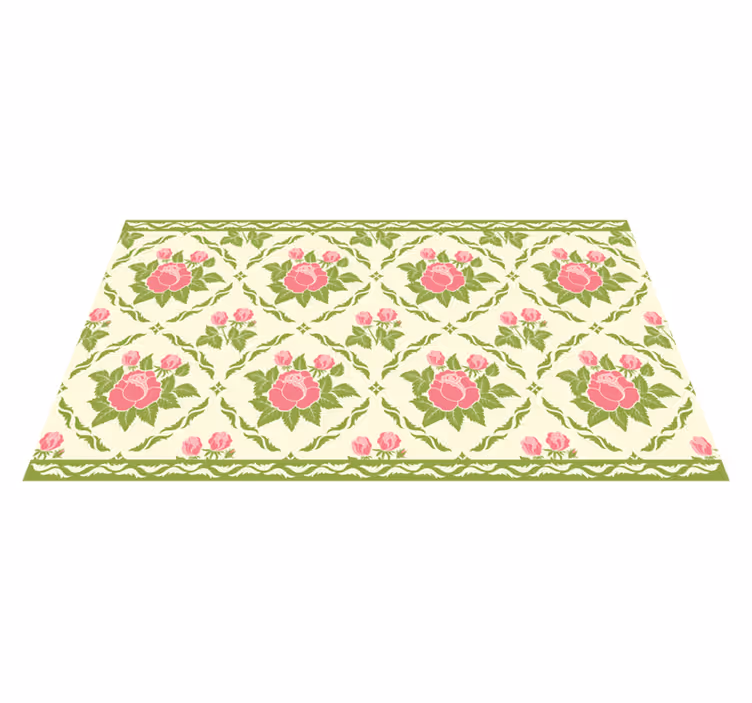 Tappeto vinile fiori motivo floreale rosa - TenStickers