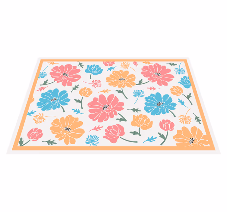 Tappeto vinile fiori motivo floreale colorato - TenStickers