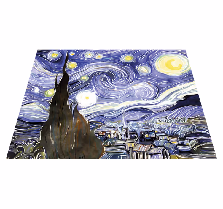 Tappeto vinile vintage interpretazione della notte stellata - TenStickers