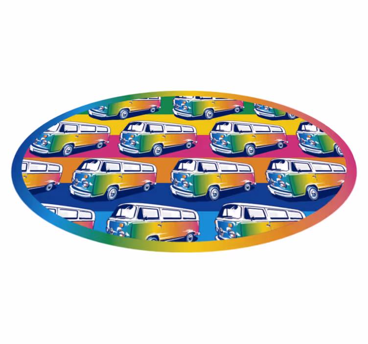 Tappeto vinile per bambini sfilata di veicoli retrò - TenStickers