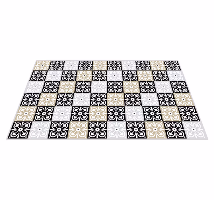 Tappeto pvc cucina piastrelle con motivi decorati - TenStickers
