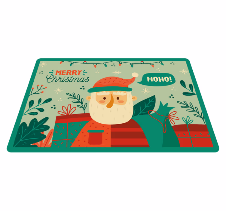Tappeto Vinile Natale illustrazione festiva di babbo natale - TenStickers