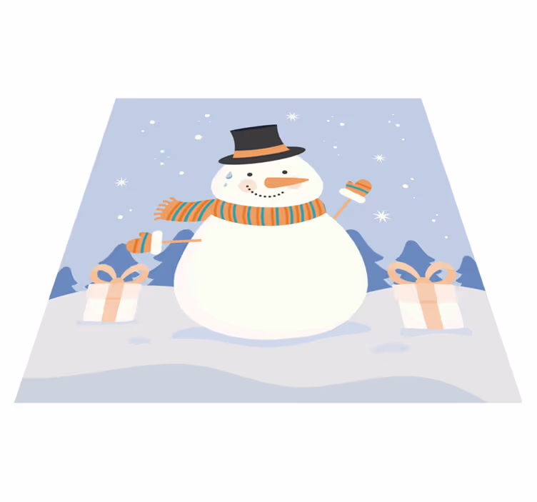 Tappeto Vinile Natale celebrazione del pupazzo di neve - TenStickers