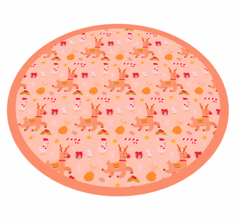 Tappeto Vinile Natale cerchio festivo delle renne - TenStickers