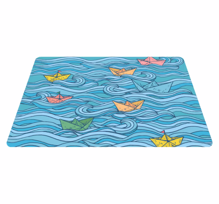 Tappeto vinile per bambini barchette di carta a vela - TenStickers