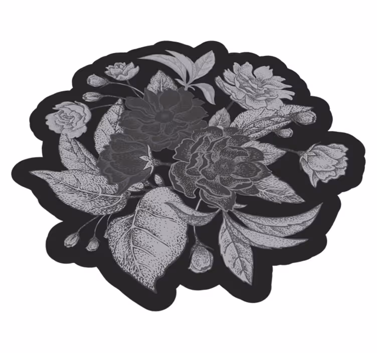 Tappeto vinile fiori visualizzazione del contorno floreale - TenStickers