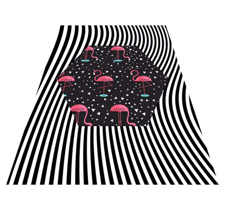 Tappeto vinile animali esagono a strisce di fenicottero - TenStickers