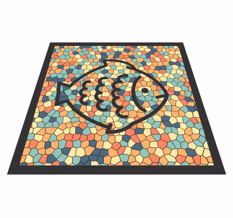 Tappeto vinile mosaico motivo a mosaico di pesci - TenStickers