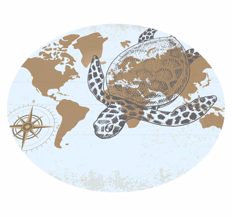 Tappeto vinile mappamondo mappa della tartaruga - TenStickers