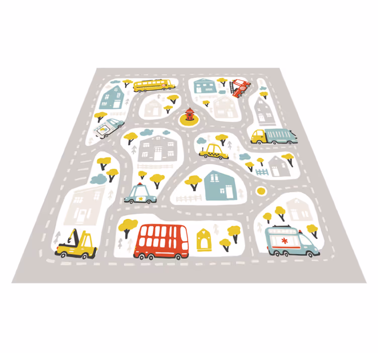 Tappeto vinile strade percorso del traffico cittadino - TenStickers