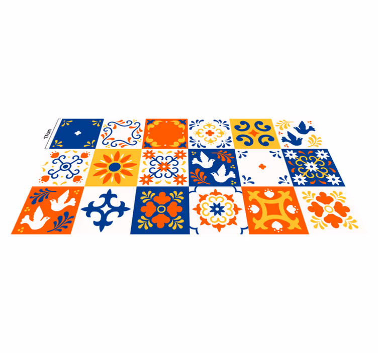 Tappeto pvc cucina modello di piastrelle colorate - TenStickers