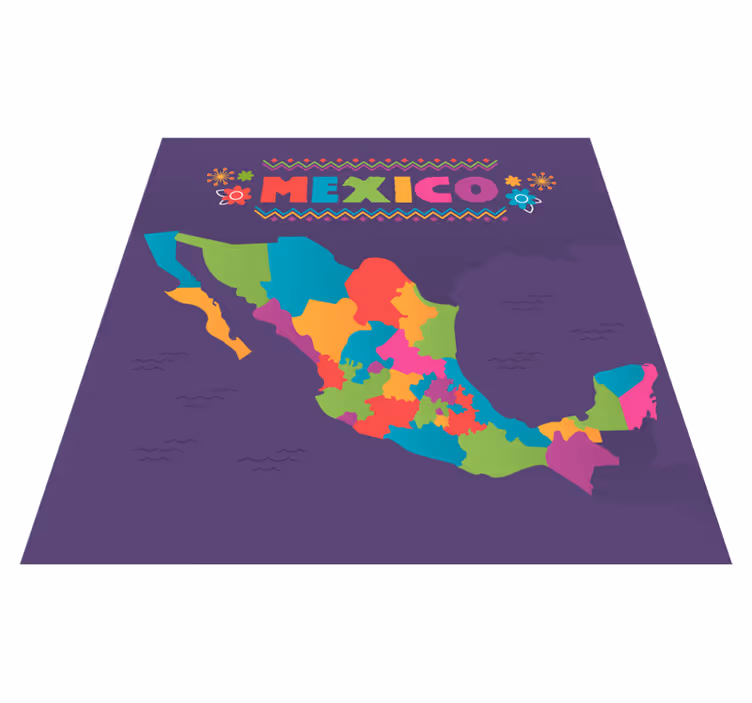 Tappeto vinile mappamondo mappa colorata del messico - TenStickers