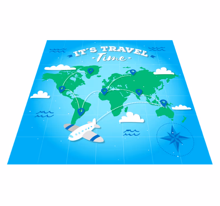 Tappeto vinile mappamondo esplorazione della mappa del mondo - TenStickers