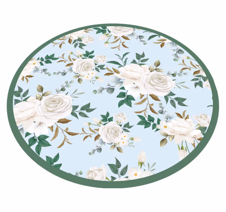 Tappeto vinile fiori composizione circolare floreale - TenStickers