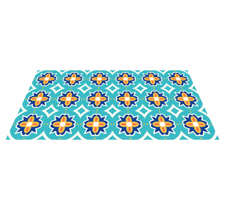 Tappeto vinile piastrelle motivo a mosaico floreale - TenStickers