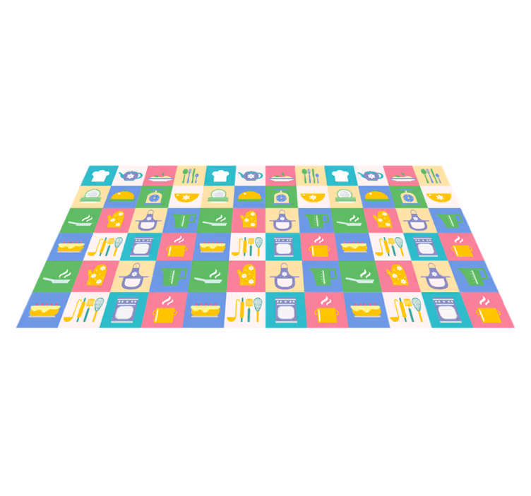 Tappeto pvc cucina icone colorate della cucina - TenStickers