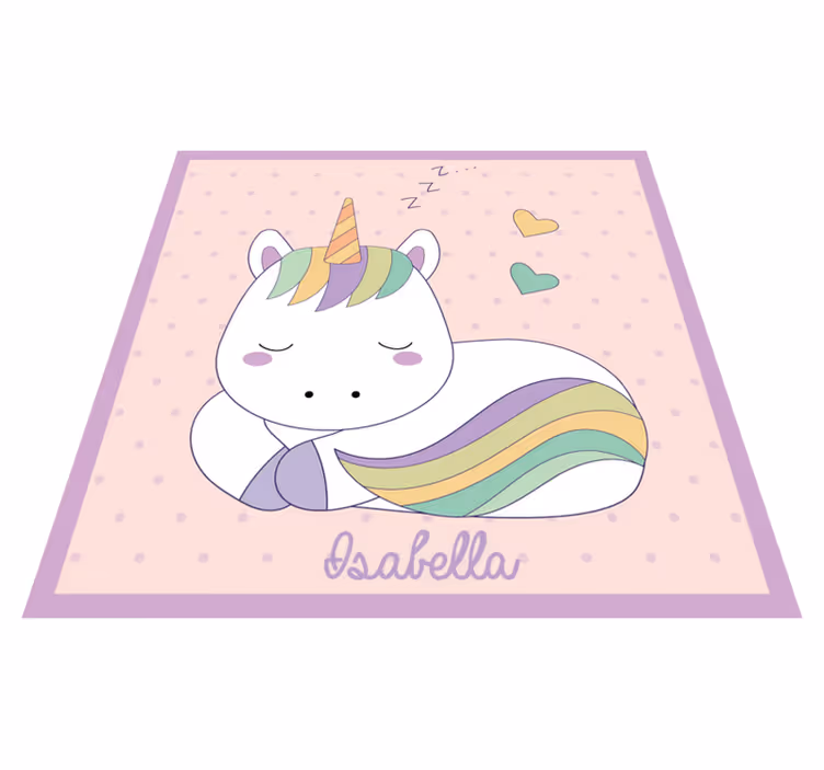 Tappeto vinile con nome unicorno assonnato - TenStickers