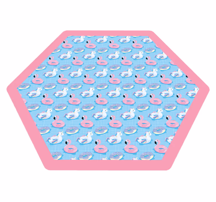 Tappeto vinile per bambini esagono di unicorno giocoso - TenStickers