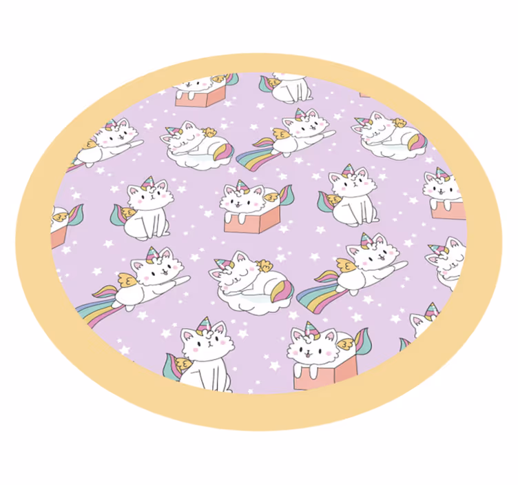 Tappeto vinile per bambini avventura di gatti unicorno - TenStickers