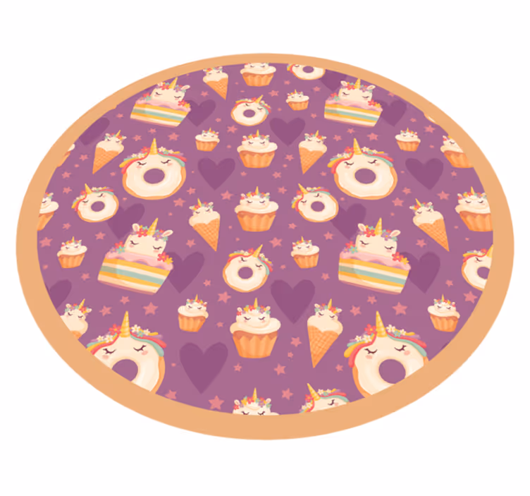 Tappeto vinile per bambini l'unicorno tratta in tondo - TenStickers
