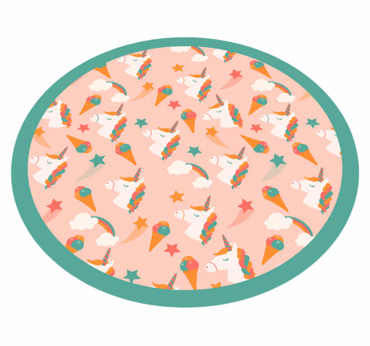 Tappeto vinile per bambini cerchio con motivo unicorno - TenStickers