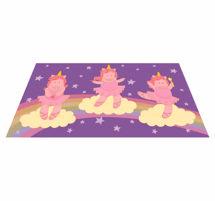 Tappeto vinile per bambini danza fantasy dell'unicorno - TenStickers