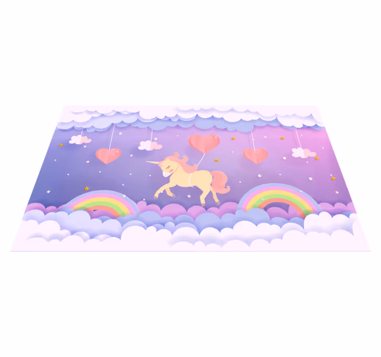 Tappeto vinile bebé scena fantasy di unicorno - TenStickers