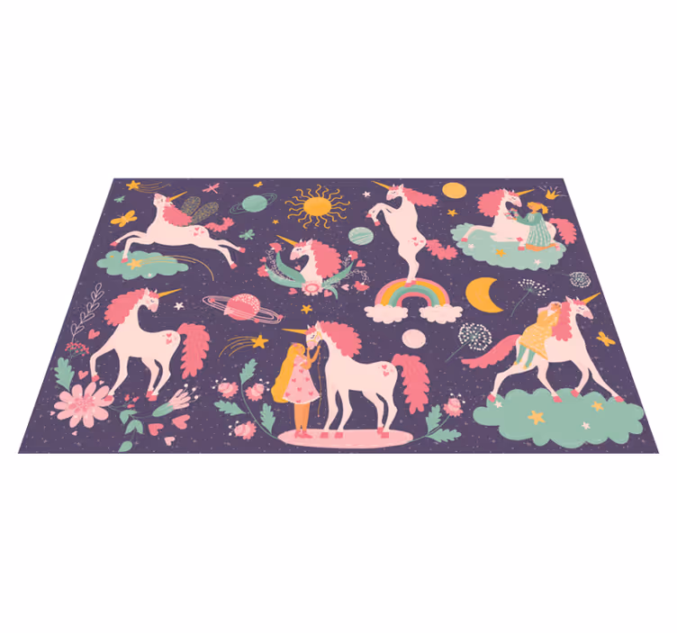 Tappeto vinile per bambini unicorni incantati - TenStickers