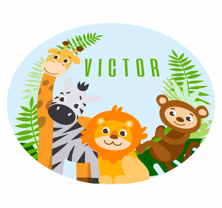 Tappeto vinile con nome safari personalizzabile - TenStickers