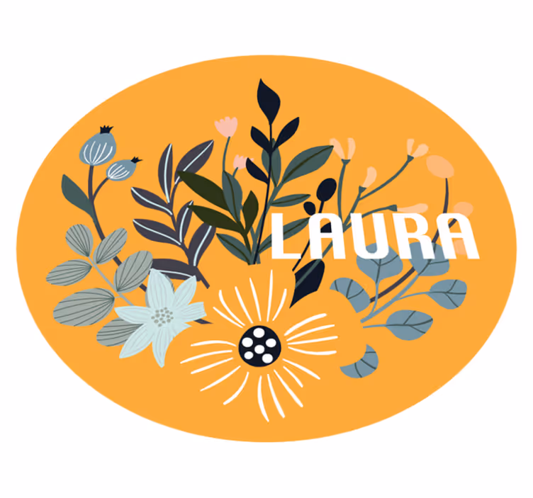 Tappeto vinile con nome emblema floreale personalizzato - TenStickers