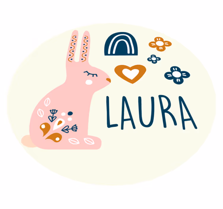 Tappeto vinile con nome coniglietto personalizzabile - TenStickers