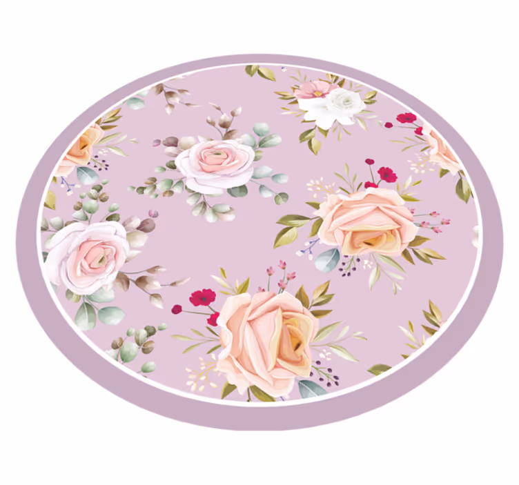 Tappeto vinile fiori eleganza del cerchio floreale - TenStickers