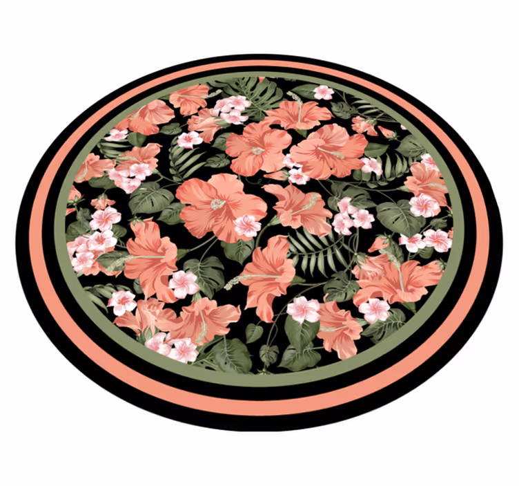 Tappeto vinile fiori motivo floreale circolare - TenStickers