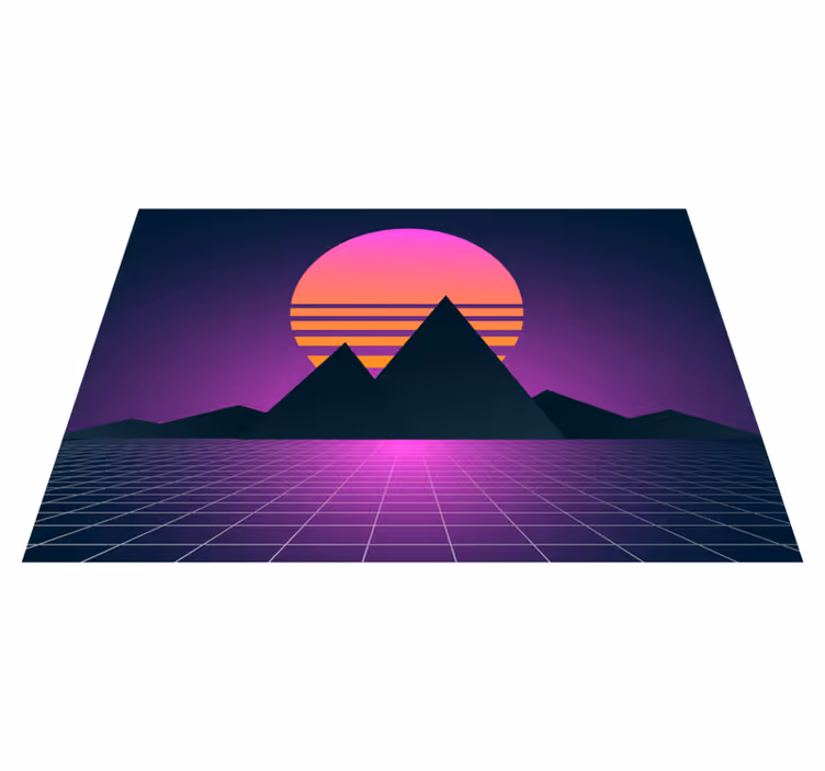 Tappeto vinile vintage geometria tramonto retrò - TenStickers