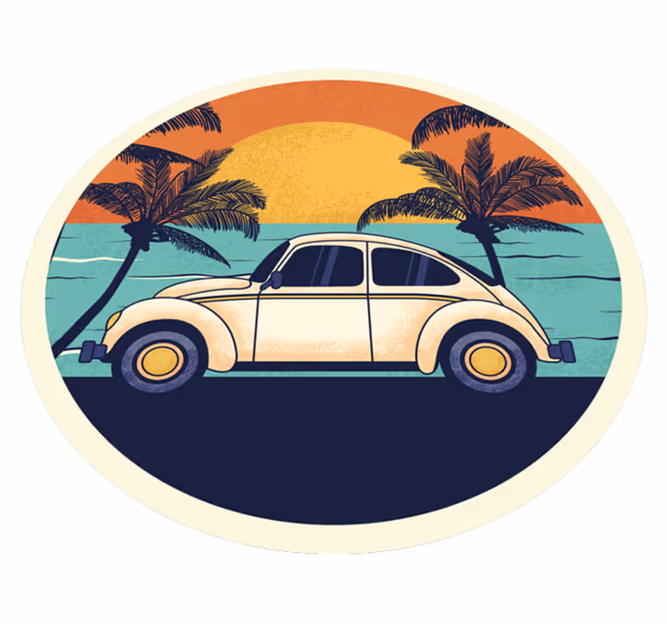 Tappeto vinile vintage scenario di auto retrò - TenStickers