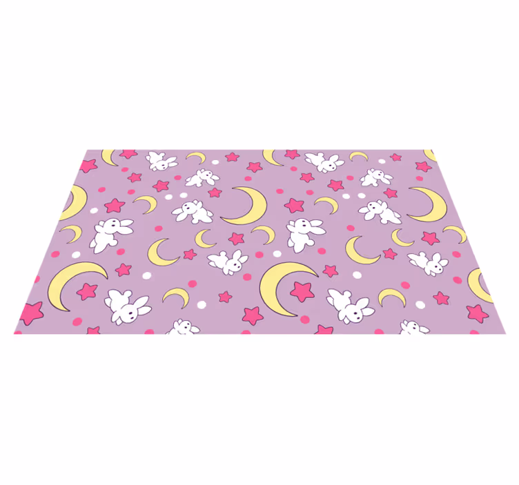 Tappeto vinile per bambini motivo notturno del coniglietto - TenStickers