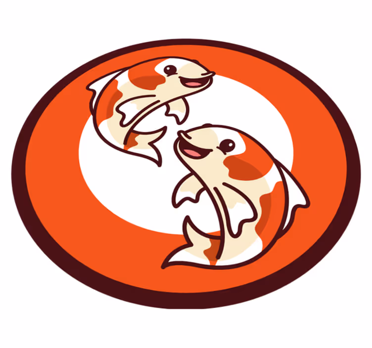 Tappeto vinile animali cerchio giocoso di koi - TenStickers