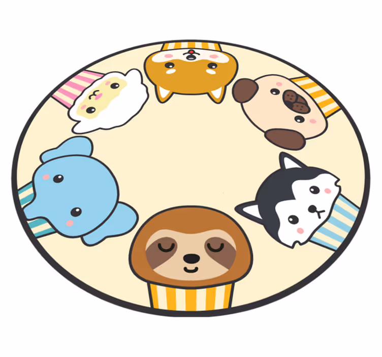 Tappeto vinile per bambini faccine di animali cartoon - TenStickers