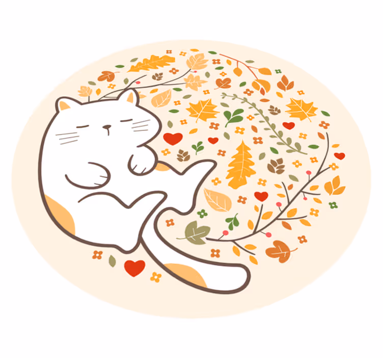 Tappeto vinile per bambini illustrazione del gatto autunnale - TenStickers