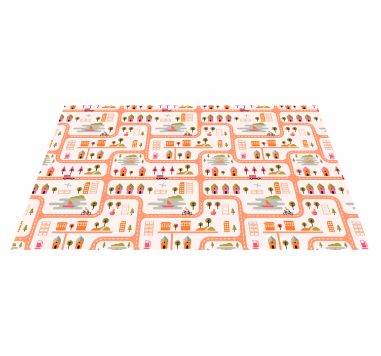 Tappeto vinile strade mappa giocosa della città - TenStickers