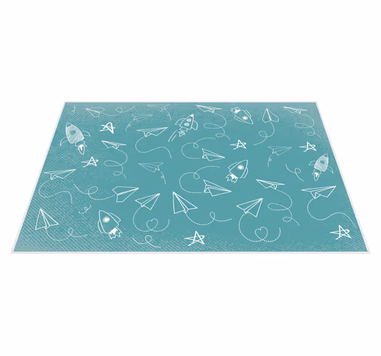 Tappeto vinile giochi viaggio spaziale giocoso - TenStickers